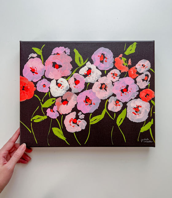 Poppies at Midnight - 11x14" Stretched Canvas Print