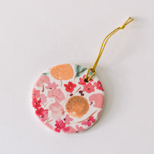  Rosy Flower Fields - Round Ceramic Ornament