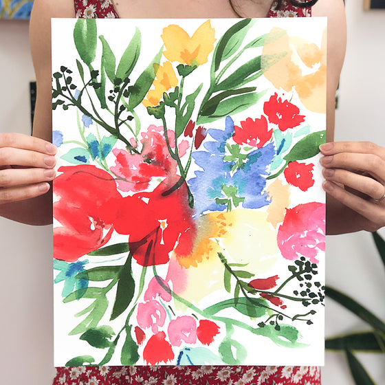 Wild Bouquet Watercolor Print