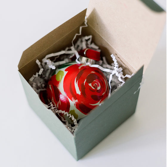 Holiday Rose - Hand-Painted Ornament